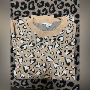 Leopard Print Hearts Sweater